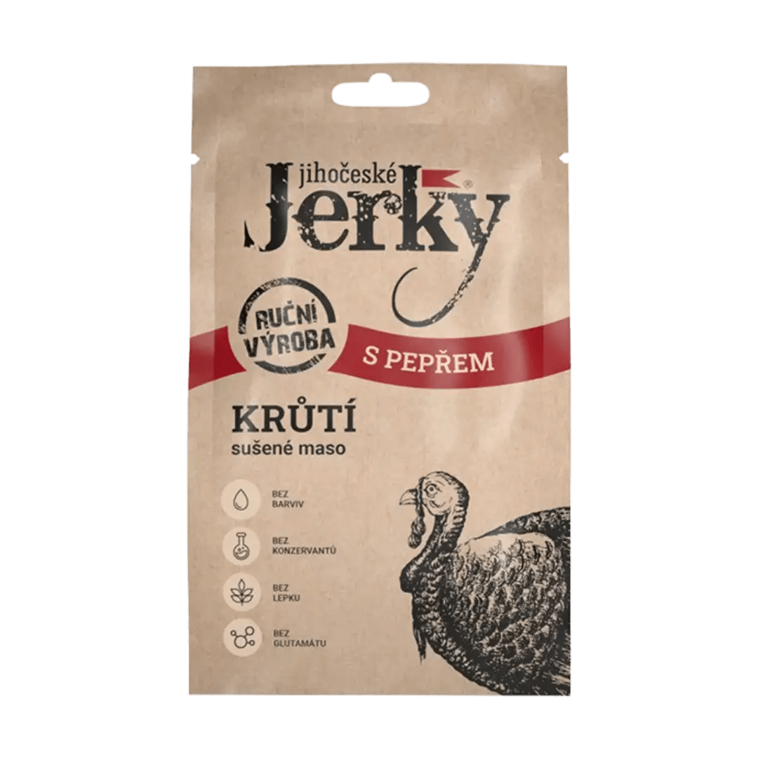 Jihočeské Jerky krůtí s pepřem 20 g - FitMar.cz