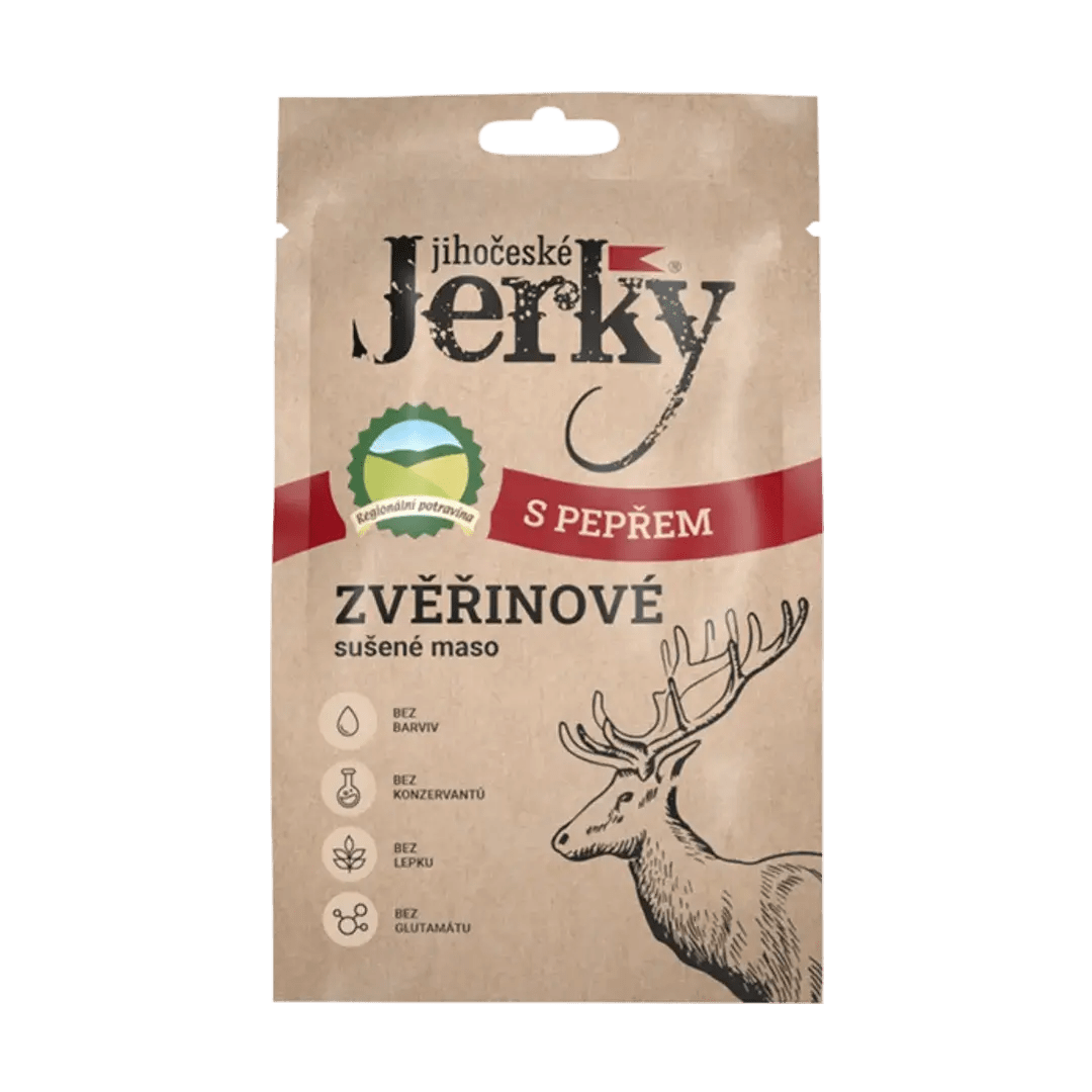 Jihočeské Jerky zvěřinové s pepřem 20 g - FitMar.cz