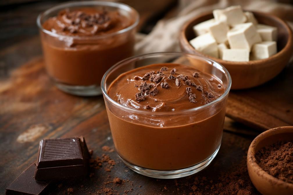 Čokoládový mousse ze silken tofu a čokoládového másla