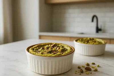 🍰 Pistacijev cheesecake iz skute in pistacijeve kreme - FitMar.si