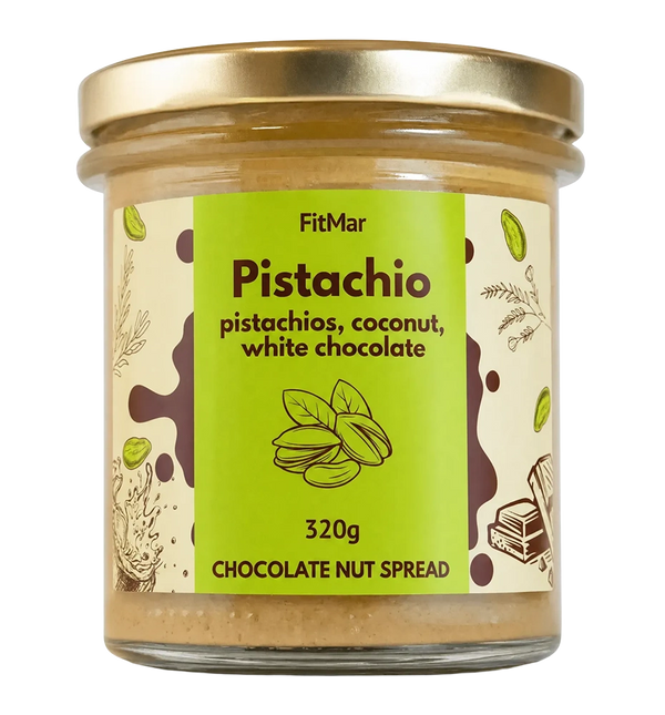 Cremă de fistic cu cocos și ciocolată albă