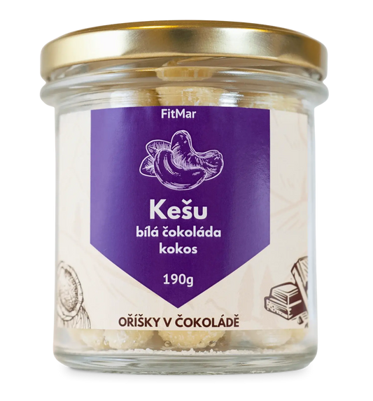 Kešu v bílé čokoládě a kokosu - FitMar.cz