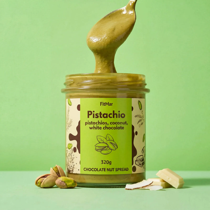 Cremă de fistic cu cocos și ciocolată albă